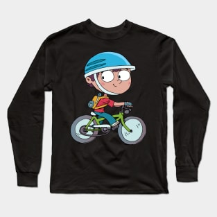 boy with bicycle Long Sleeve T-Shirt